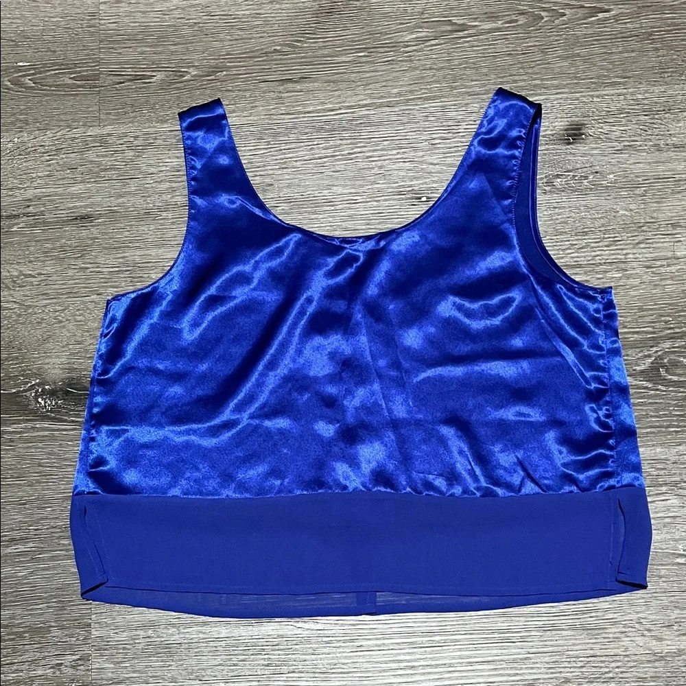 Vibrant Blue Satin Crop Top